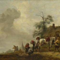 A Horse being Shod outside a Village Smithy